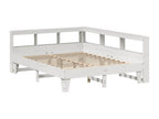 Lit bibliothèque sans matelas blanc 150x200 cm bois pin massif QDRM19915