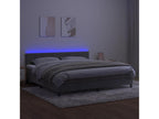 Sommier tapissier matelas et LED Gris clair 200x200 cm Velours JPWA58368