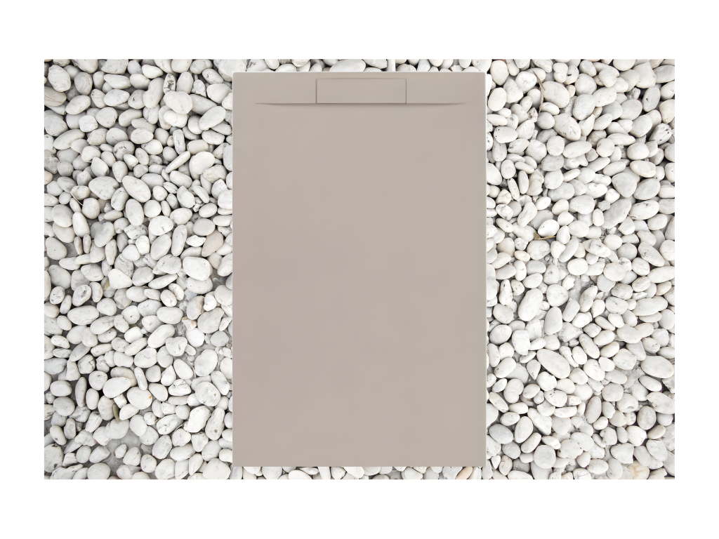 Receveur de douche 160x85 cm RAL 1001 en résine et poudre de marbre avec grille latérale en résine de marbre LODW63860