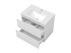 Ensemble meuble salle de Bain 80cm simple vasque avec colonne et miroir 3 couleurs blanc OPDY08469