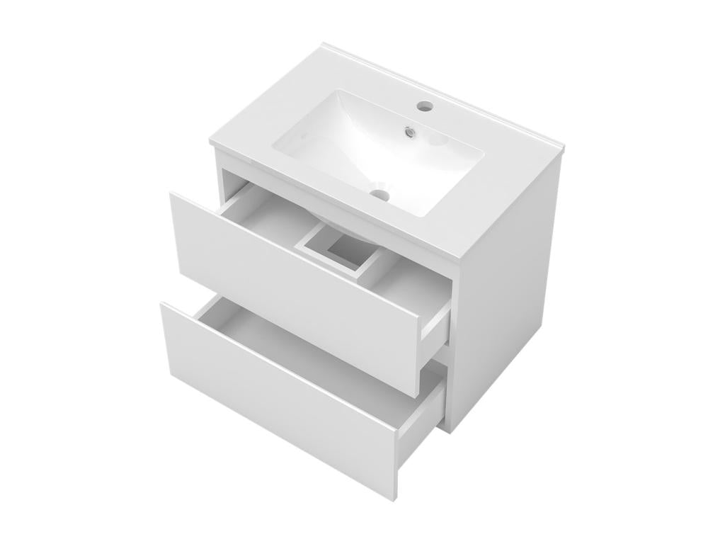 Ensemble meuble salle de Bain 80cm simple vasque avec colonne et miroir 3 couleurs blanc OPDY08469