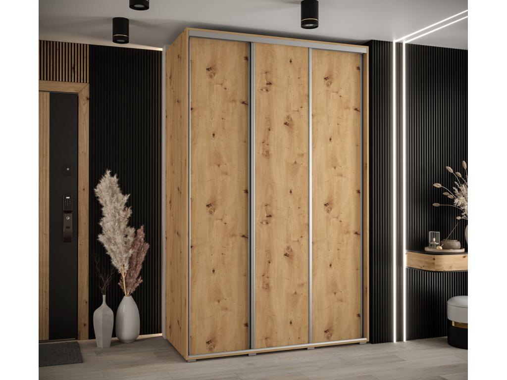 ARMOIRE Boisona 1 À PORTES COULISSANTES 235.2/150/60 3 portes Boisona/Argent ADLQ59998