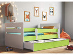 Lit enfant avec barrière de sécurité amovible blanc et vert Boisona-Matelas mousse-80x140-Tiroirs Avec tiroir YIKC75466
