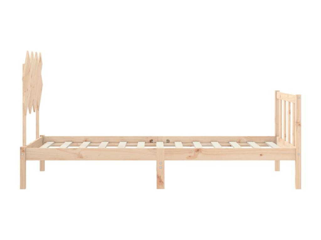 Cadre de lit avec tête de lit simple bois massif VKWT16451