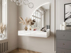 Coiffeuse suspendue avec miroir à LEDs - 2 tiroirs - Blanc brillant - Boisona LCFO43316