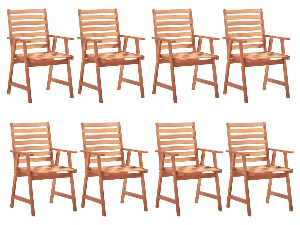 Chaises à manger d'extérieur lot de 8 et coussins Boisona massif BYOB92082