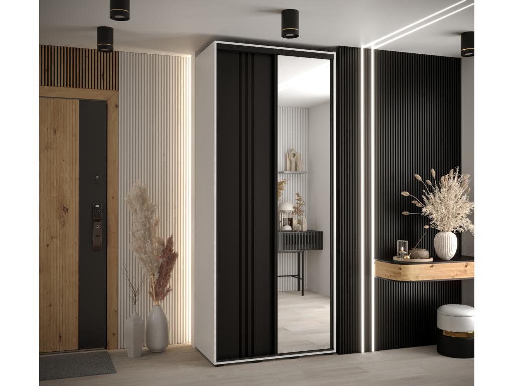 ARMOIRE Boisona 7 À PORTES COULISSANTES 235.2/110/45 2 portes Blanc/Noir/Noir YPCF98789