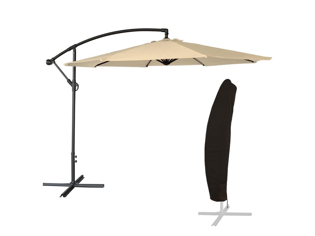 Parasol déporté Boisona rond 3m de diamètre beige housse - Boisona SJRF91783