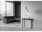 Console extensible design bois et acier anthracite Boisona-Couleur Gris ciment-Support 4 pieds-5 rallonges ESLY36217