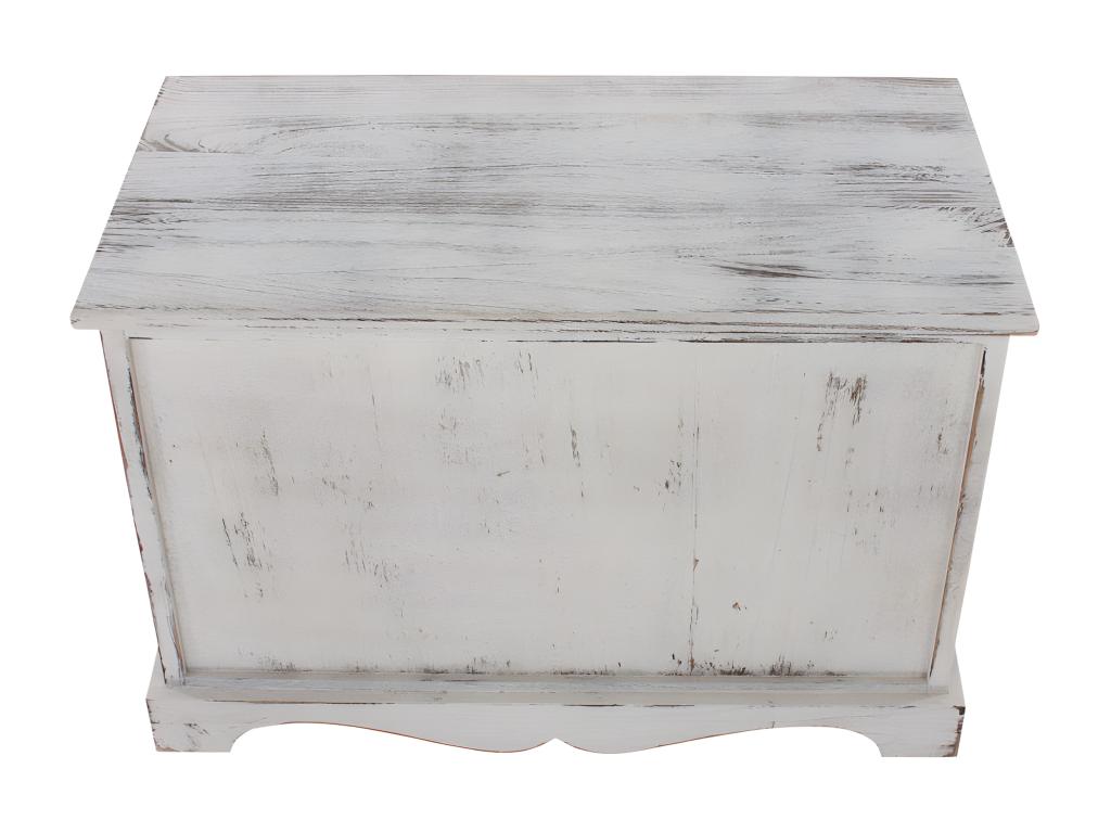 Commode / banc 2 paniers 2 tiroirs 62x33x42cm garderobe Boisona vintage blanc IONJ64781