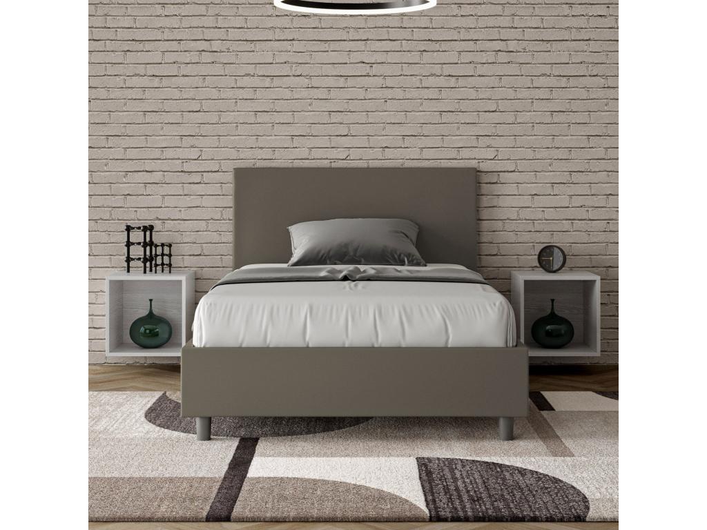 Lit 1 place et demi avec sommier rembourrée 120x190 similicuir cappuccino Boisona RICB46287