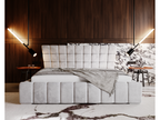 Lit rembourré avec rangement - 160x200 - lit double - velours - gris clair - Paris CGVU53368