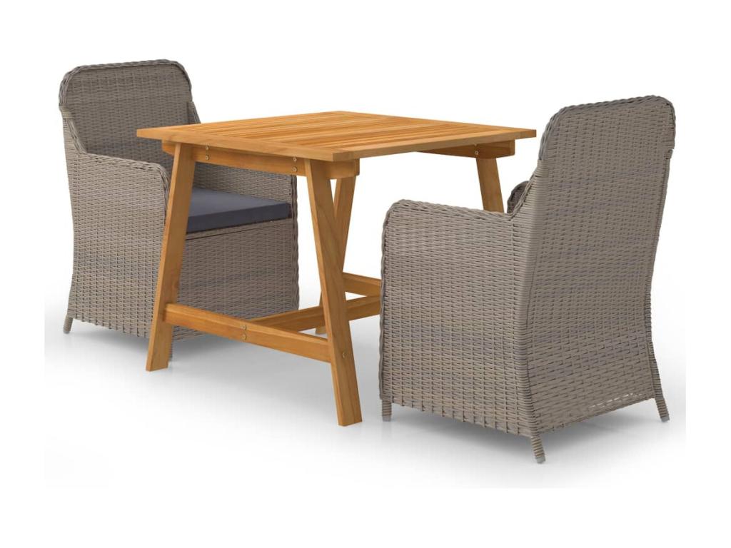 Ensemble de salle à manger de jardin 3 pièces Marron JMSV66525