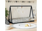 Cadre de lit pour enfants noir 80x200 bois de pin massif ZBFG93423