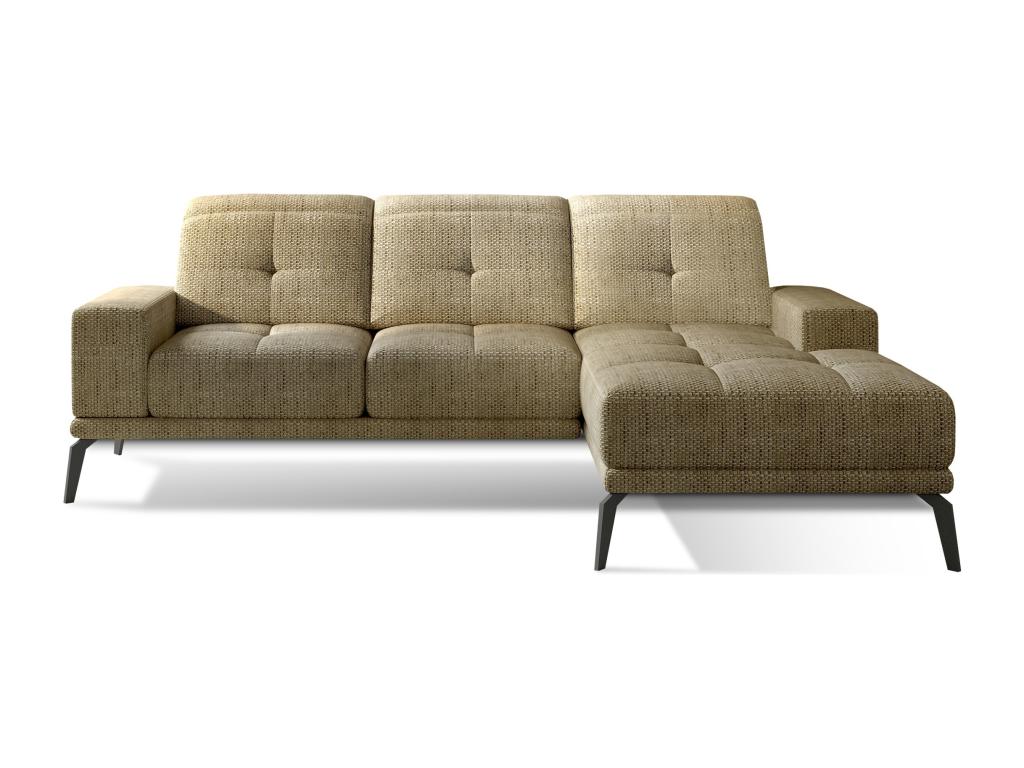 Canapé d'angle droit 5 places tissu beige chiné Boisona 265cm MRQK63166