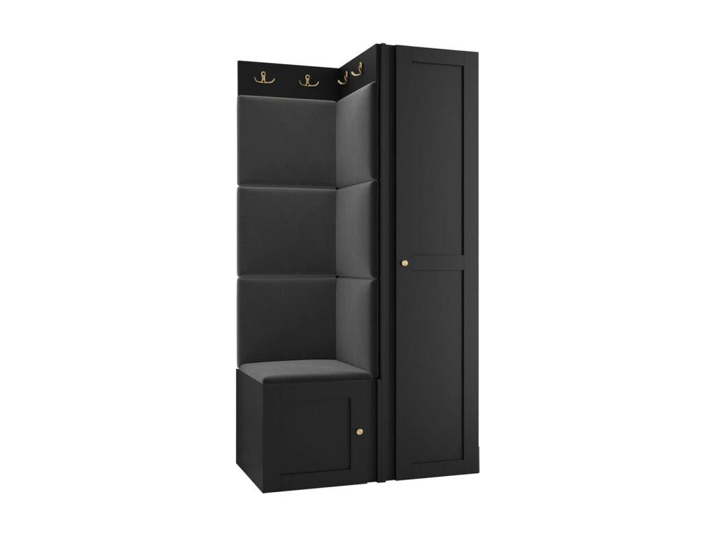 Meuble d'entrée Boisona 381 186x82x46cm Noir MDF - Stratifié - Tapisserie NNPU11198