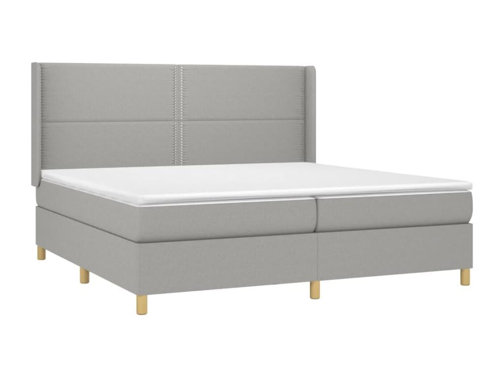 Sommier tapissier matelas et LED Gris clair 200x200 cm Tissu OGBV39230