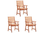 Chaises à manger d'extérieur lot de 3 et coussins Boisona massif OADQ72215
