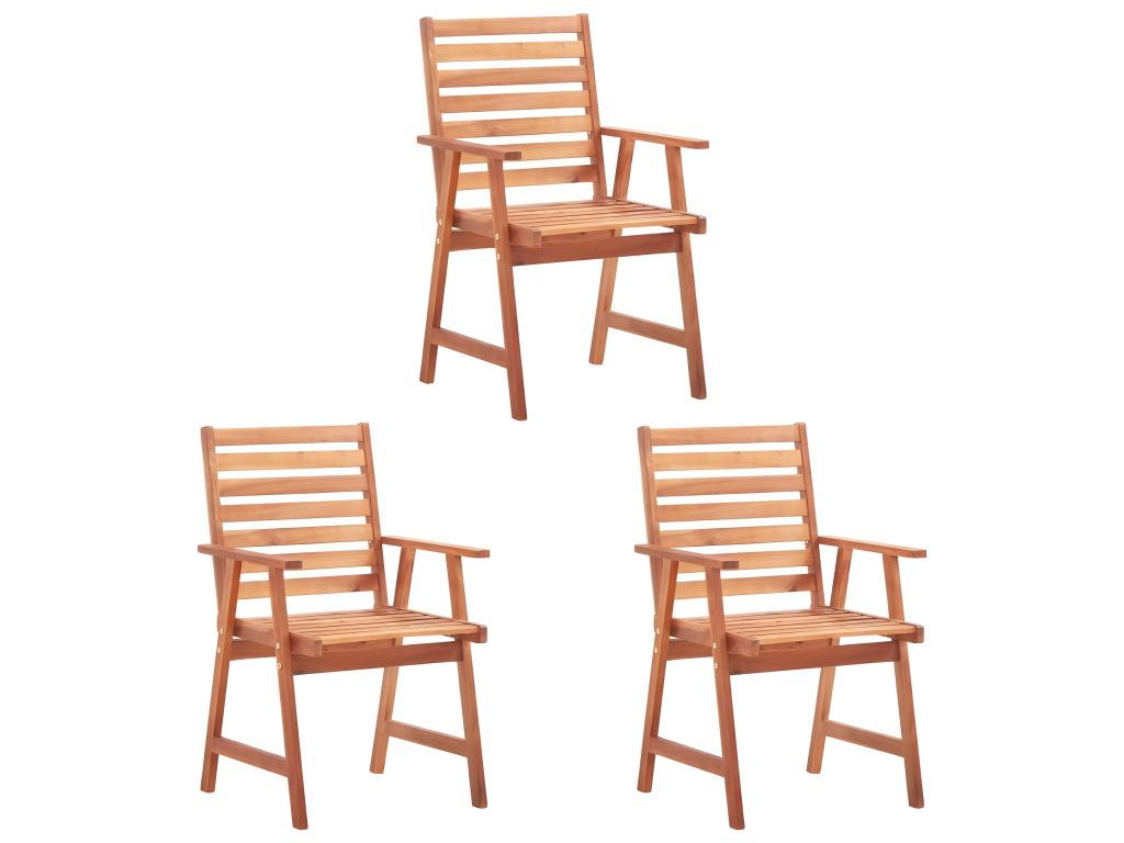 Chaises à manger d'extérieur lot de 3 et coussins Boisona massif OADQ72215