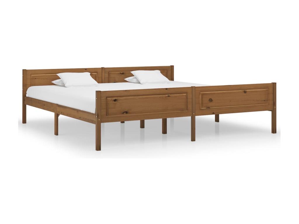 Cadre de lit Bois de pin massif Marron miel 200x200 cm UCOT42594