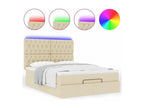 Cadre de lit avec matelas crème 140x200 cm tissu CTYK92943