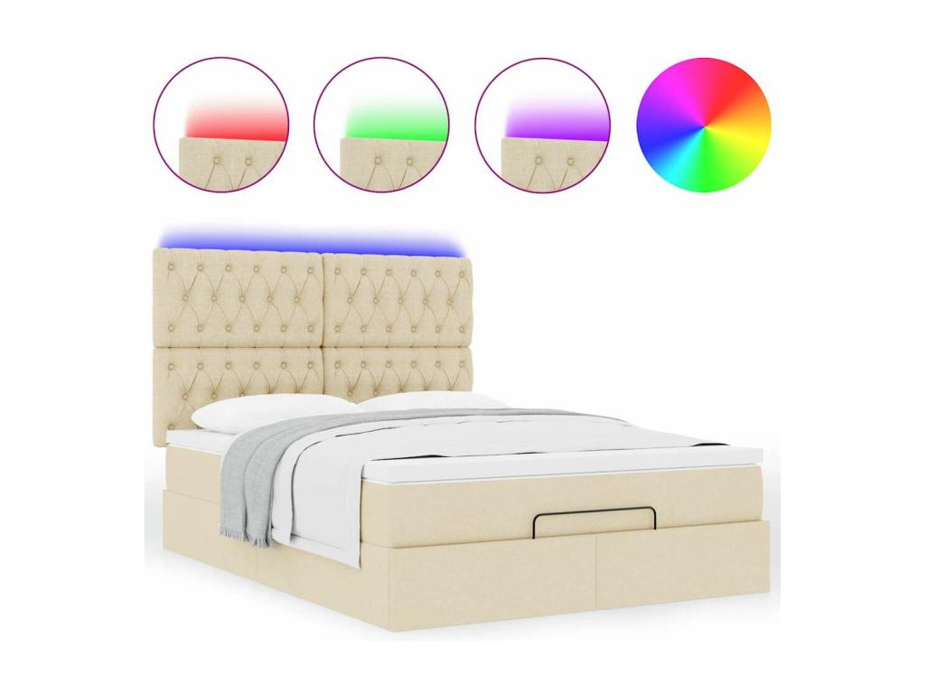 Cadre de lit avec matelas crème 140x200 cm tissu CTYK92943