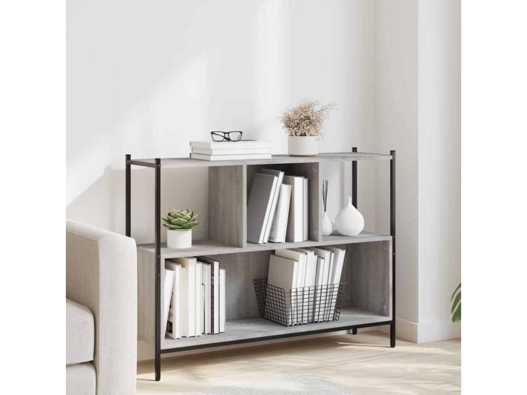 Bibliothèque Boisona gris 102x28x77,5 cm bois d'ingénierie AHPJ13244