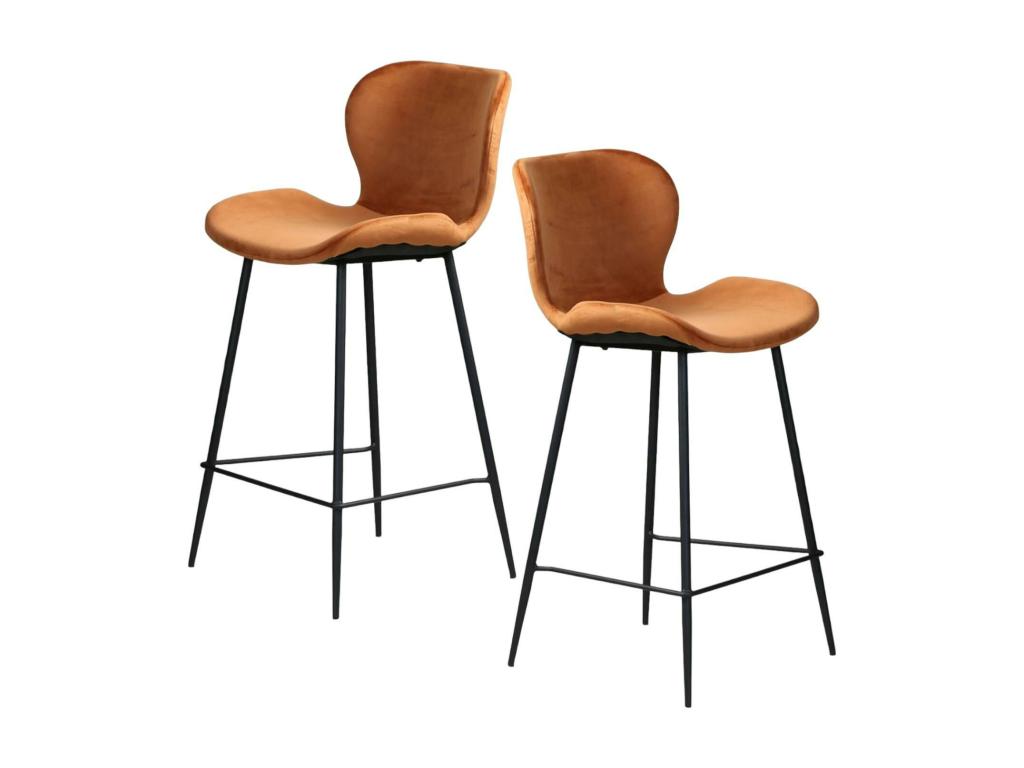Chaise de bar en velours brique style moderne lot de 2 Boisona NUYM74277