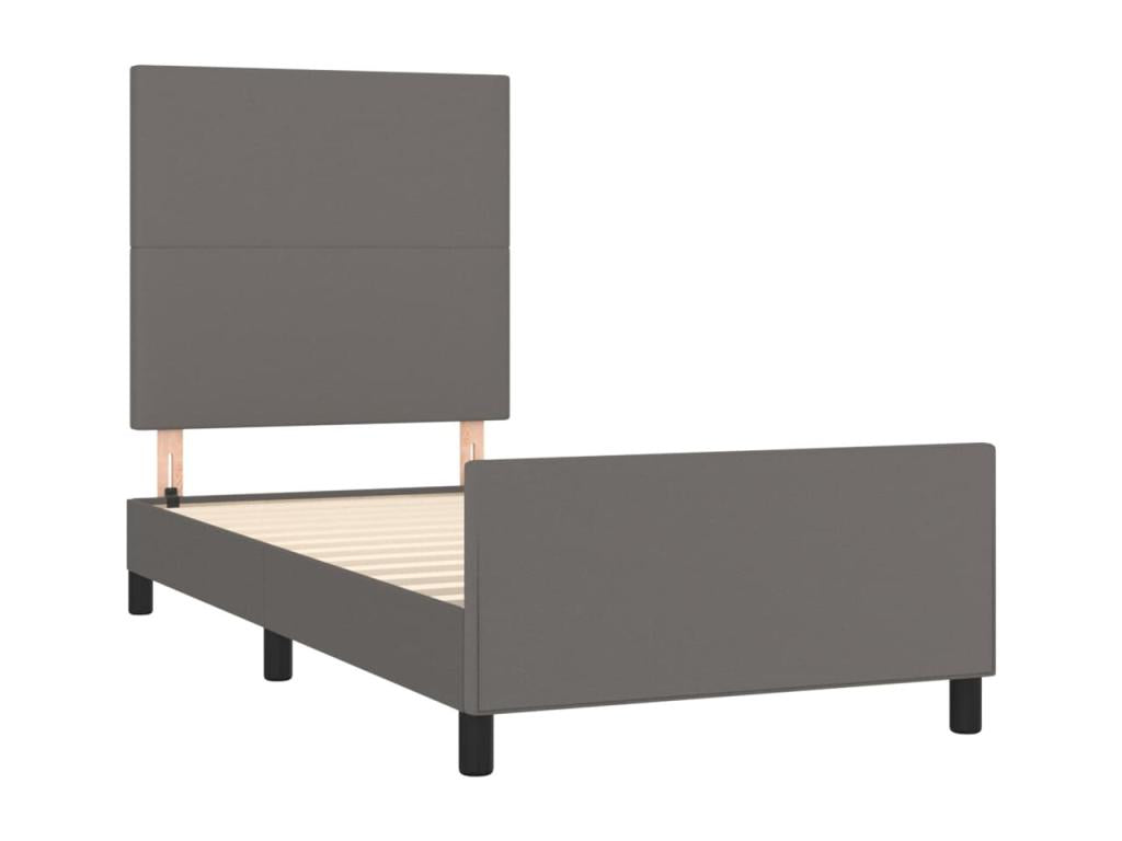 Cadre de lit avec tête de lit Gris 90x200 cm Similicuir TQWB31575