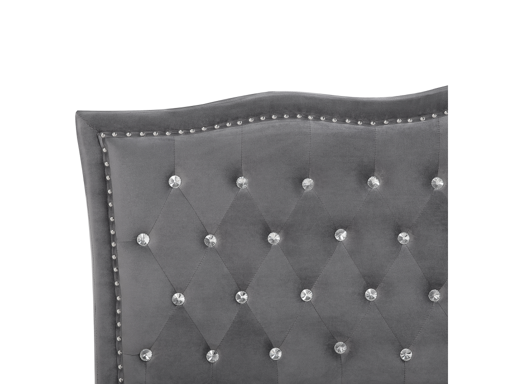 Lit en velours gris, 140 x 200 cm - dlz1766582095070