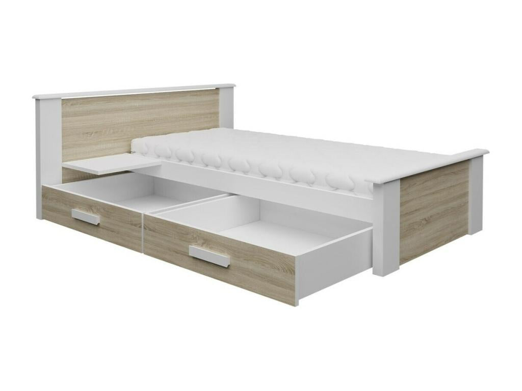 Lit Boisona 118 Unique Gris 90x200 Stratifié Sommier à Boisona 149x210x72cm JJFU74327