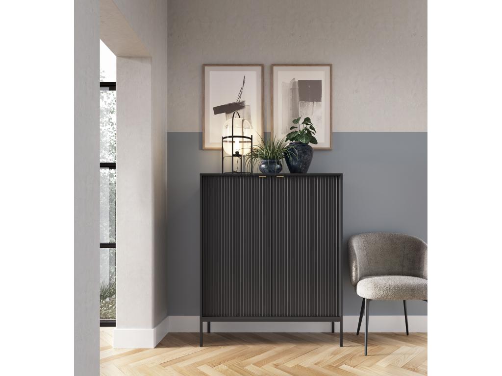 Commode Boisona K104 Buffet avec 2 portes noir mat WJPJ45743