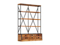 Bibliothèque à 4 étagères avec 6 tiroirs 122x36x181 cm Manguier JAMF83703