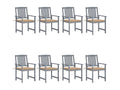 Chaises de jardin avec coussins 8 pièces Bois d'Boisona solide Gris YNQD58365