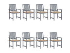 Chaises de jardin avec coussins 8 pièces Bois d'Boisona solide Gris YNQD58365