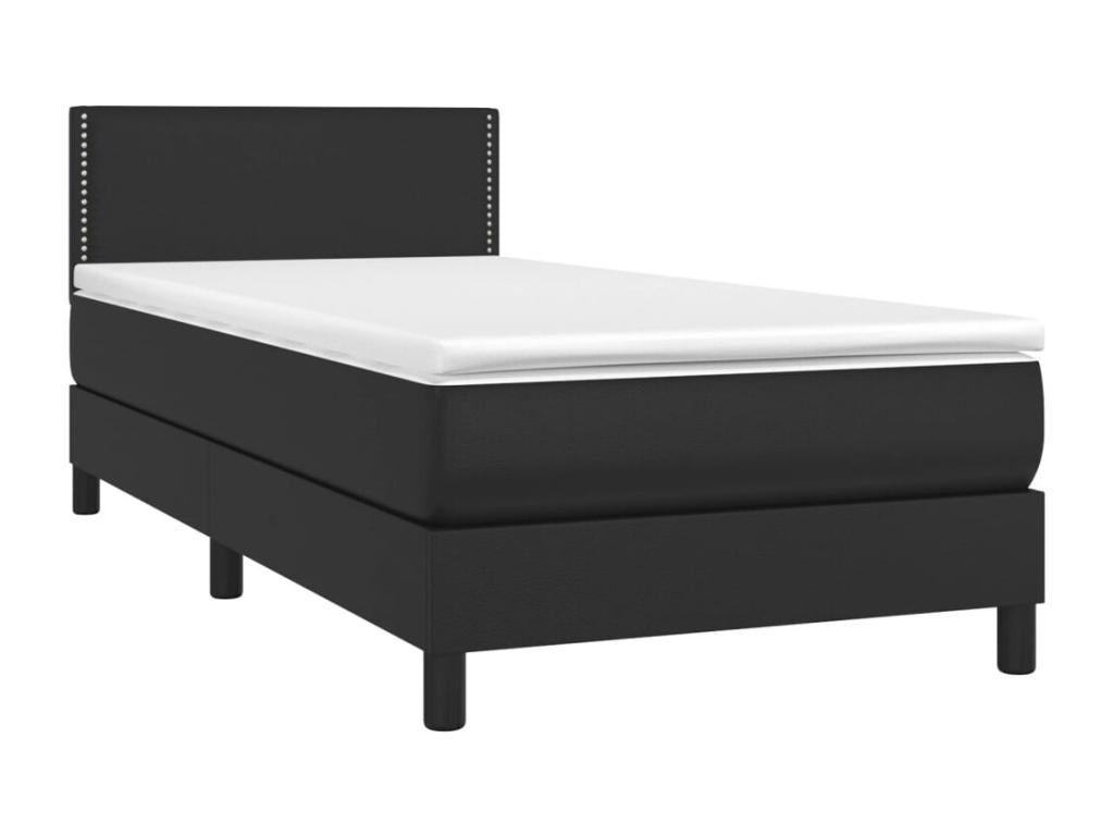 Lit à sommier tapissier avec matelas Noir 90x200 cm Similicuir YXLJ95026