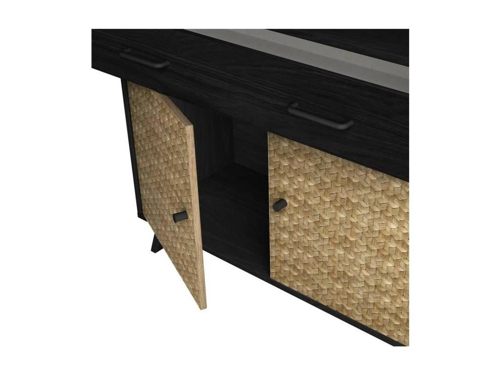 Buffet 2 portes 1 tiroir Noir/Bois - Boisona FPXU10318
