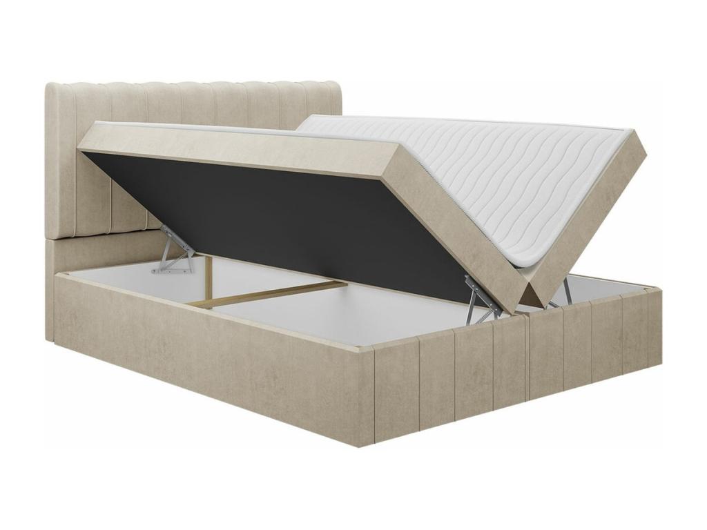 Lit continental Boisona 106 Double Continental Gris 180x200 Tapisserie 180x209cm LRZL64800