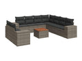 Salon de jardin avec coussins 10 pcs gris résine tressée ISLT63410