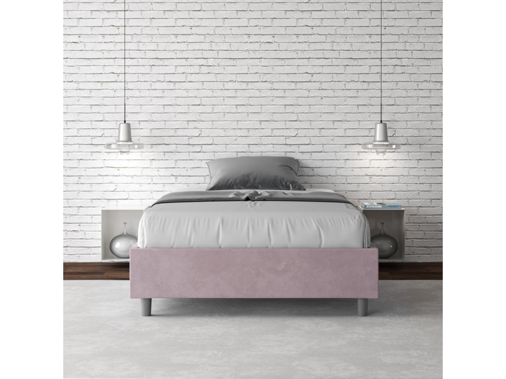 Cadre de lit 1 place et demi sans sommier rembourré 120x210 microfibre Boisona CRNY70405