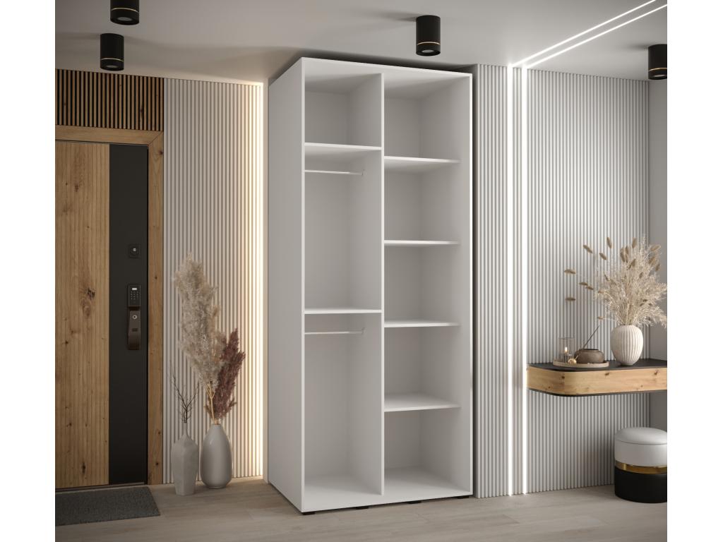 ARMOIRE Boisona 8 À PORTES COULISSANTES 235.2/120/60 2 portes Blanc/Noir/Noir QECB38879