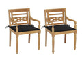 Chaises Boisona lot de 2 et coussins noirs Bois de teck massif SFEV84048