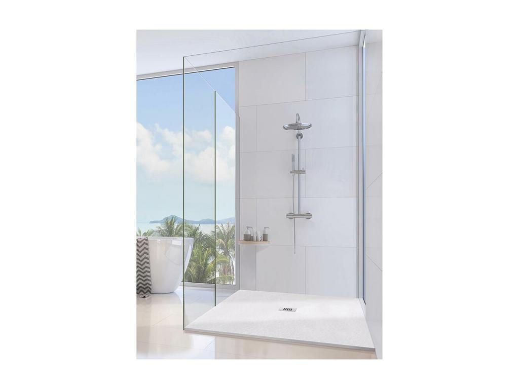 Receveur De Douche 92x115 Ligne Boisona Extra Fin Marmoresina Blanc Avec Drain Gratuit PKFC77142