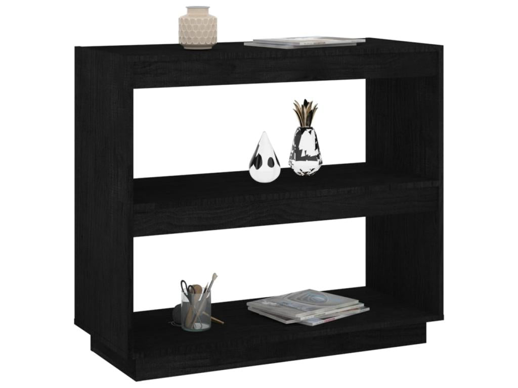 Bibliothèque Noir 80x35x71 Bois de pin massif KTZL28313