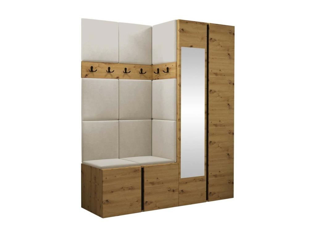 Meuble d'entrée Boisona 278 186x158x46cm Miroir Chêne Boisona Tapisserie - Stratifié SEQY06401