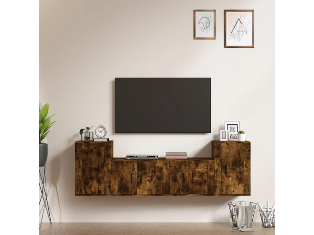 Ensemble de meubles TV 4 pcs Chêne fumé Bois d'ingénierie TEIG85315