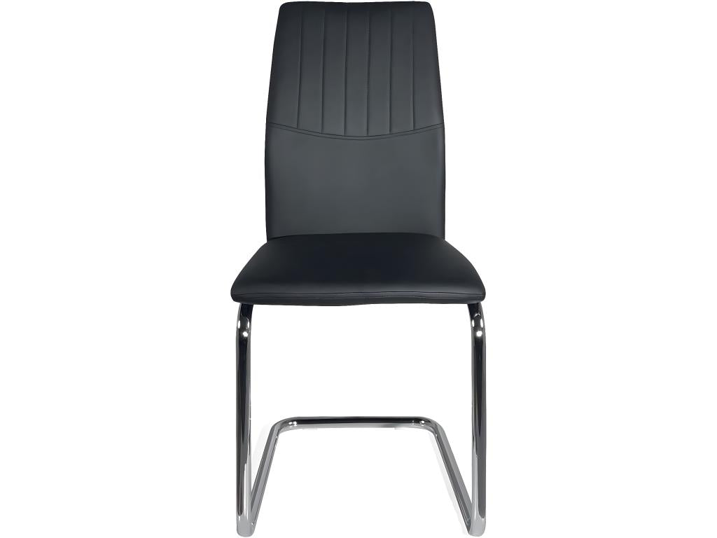 Lot 2 chaises de salle à manger contemporaine simili cuir et Boisona noir HSSM55255