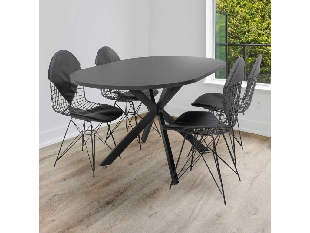 Table de salle à manger en métal noir, 180 x 100 cm