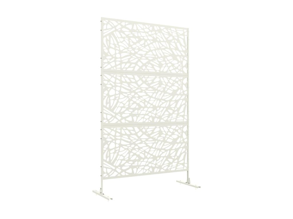 Panneau Boisona vue décorative paravent extérieur motif géométrique ajouré métal blanc JCOM56423