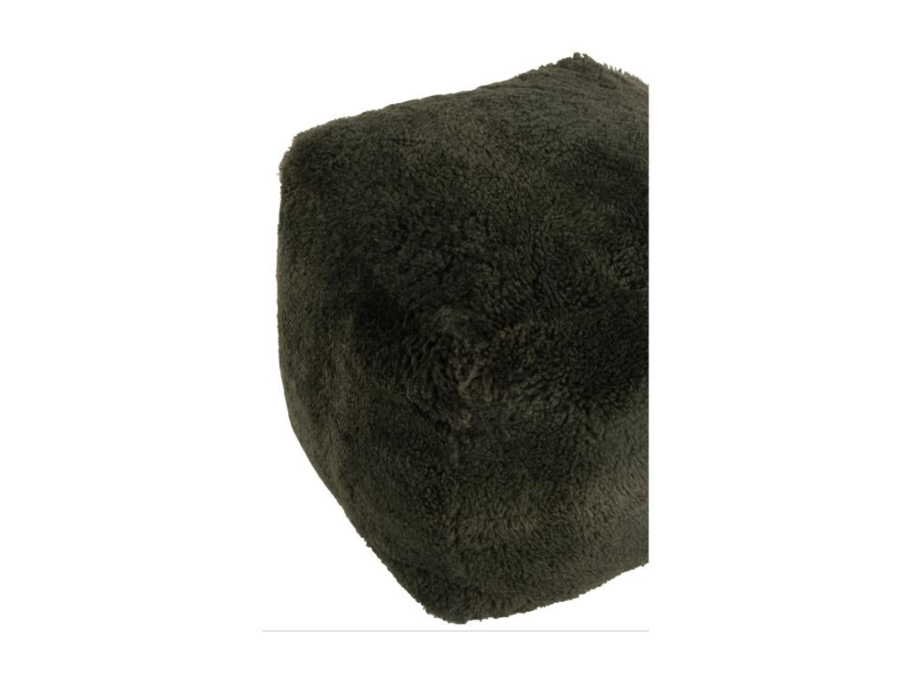 Pouf Carré Déco Peau de Mouton 45cm Vert CXOR37570